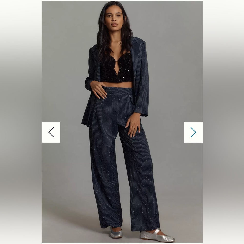 MARE MARE X ANTHROPOLOGIE RHINESTONE PINSTRIPE TROUSERS
